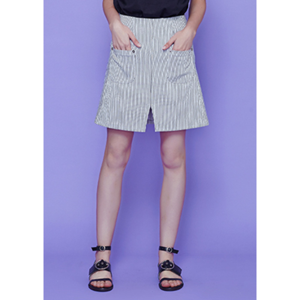 [50% sale]pocket stripe skirt