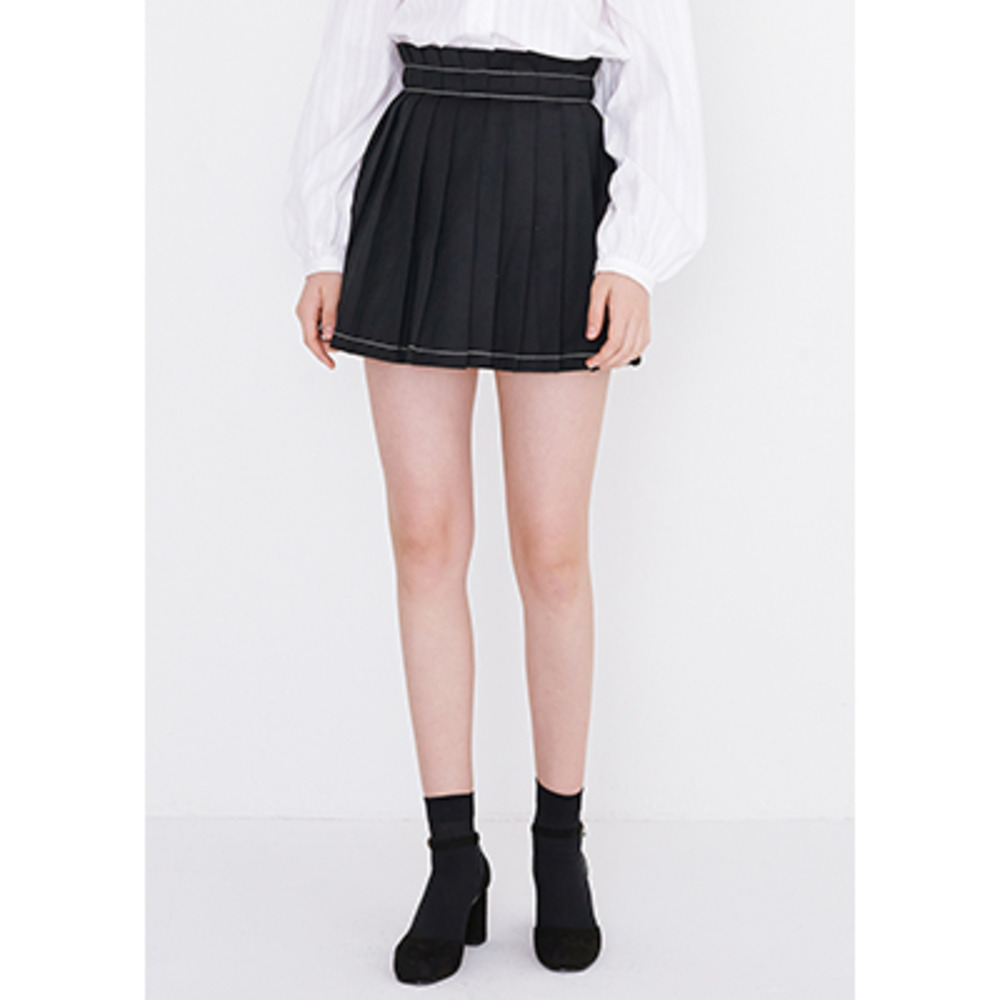 [30%sale]stitch pleats skirt