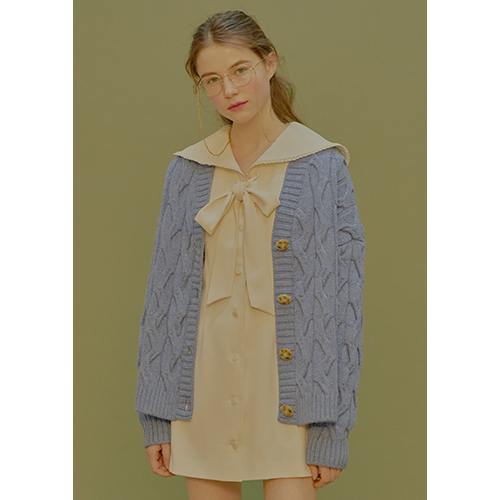 cable knit cardigan (blue)