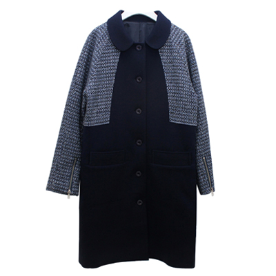 [50%SALE]tweed neoprene long coat