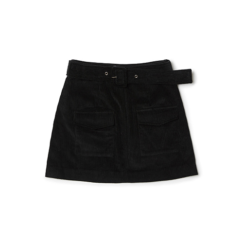 belt corduroy skirt (black)
