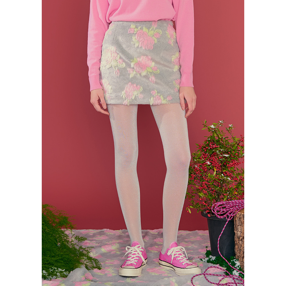 rose fur skirt