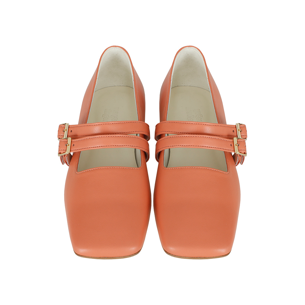 [주문제작] double strap Flat shoes (coral)