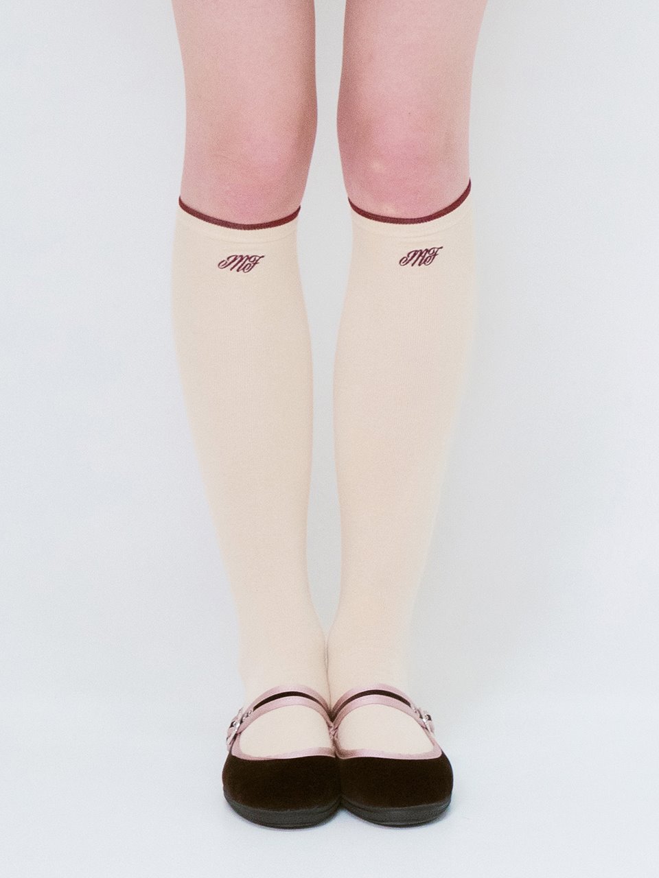 mf logo knee socks (latte)