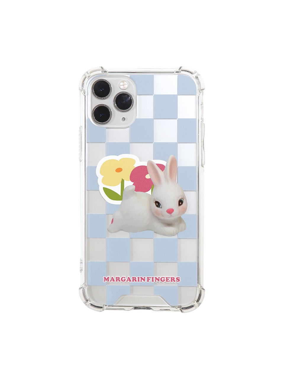 blue checker board bunny iPhone case