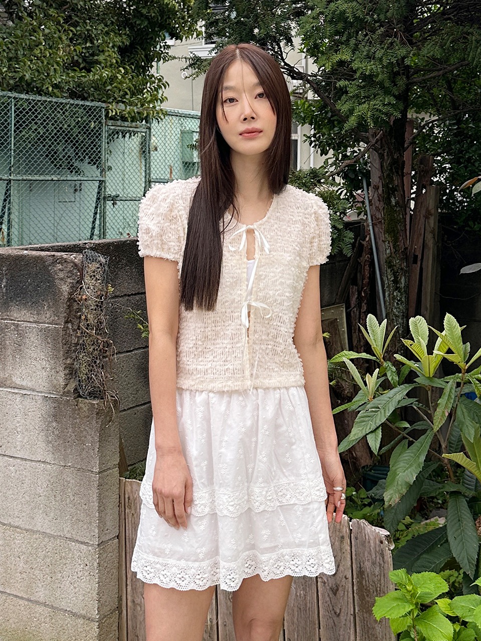 LACE TRIMMING SKIRT (WHITE)