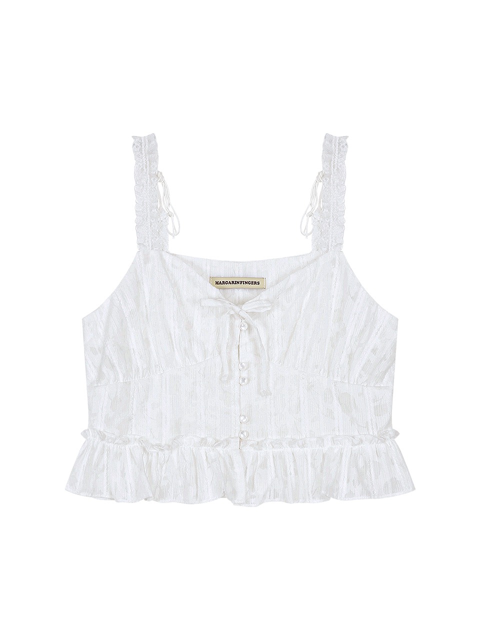 LACE FRILL SLEEVELESS TOP (WHITE)